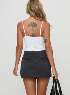 back view of model wearing Princess Polly Caran Cargo Mini Skirt Grey Mini Skirts Skirts 