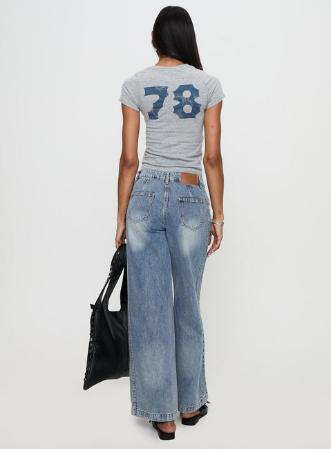 Skipper Low Rise Wide Leg Jeans Vintage Blue Low Rise Jeans Jeans 