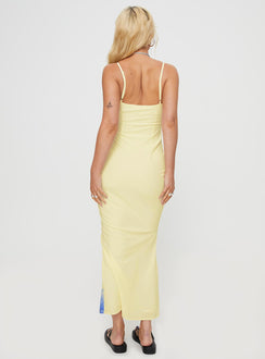back view of model wearing Princess Polly Katrine Flower Maxi Dress Cream Scoop Neck 