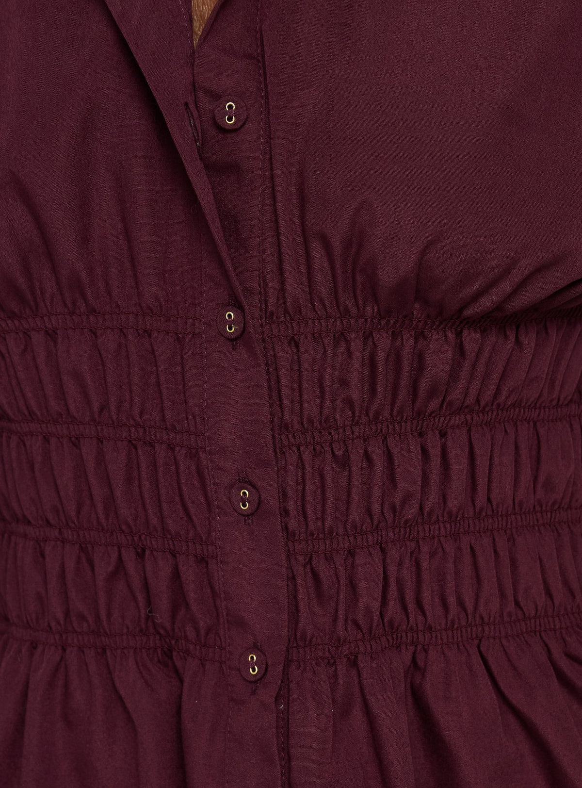 As You Are Shirred Button Up Top Cherry