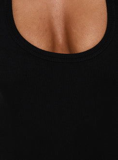 Highlighting the Baseline Halter Bodysuit Black with sleeveless womens bodysuit detail Princess Polly