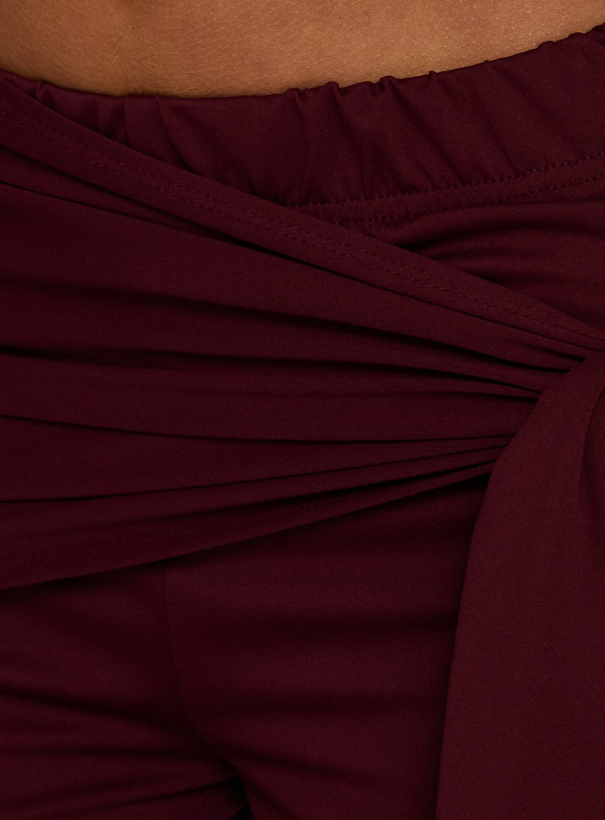 Presenting Hadlia Tie Waist Pants Burgundy Petite womens-regular-pants with high-rise product