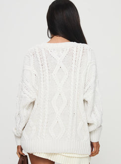 back view of model wearing Princess Polly Anaya Oversized Sweater White Jumpers 