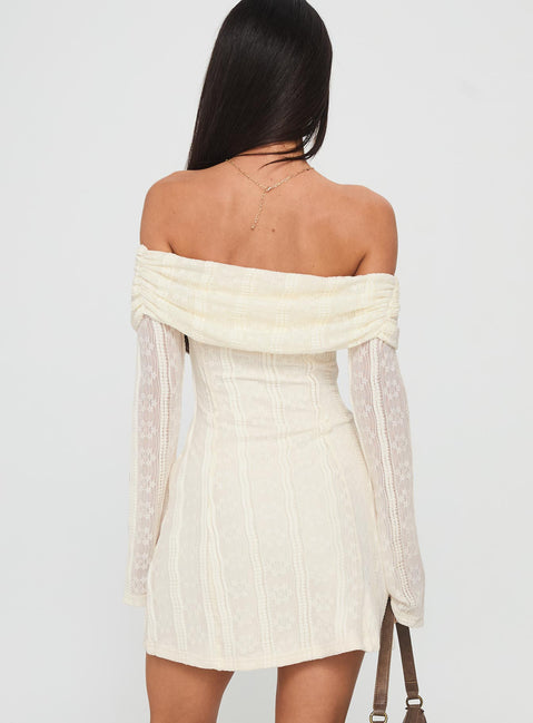 Colettie Long Sleeve Mini Dress Cream
