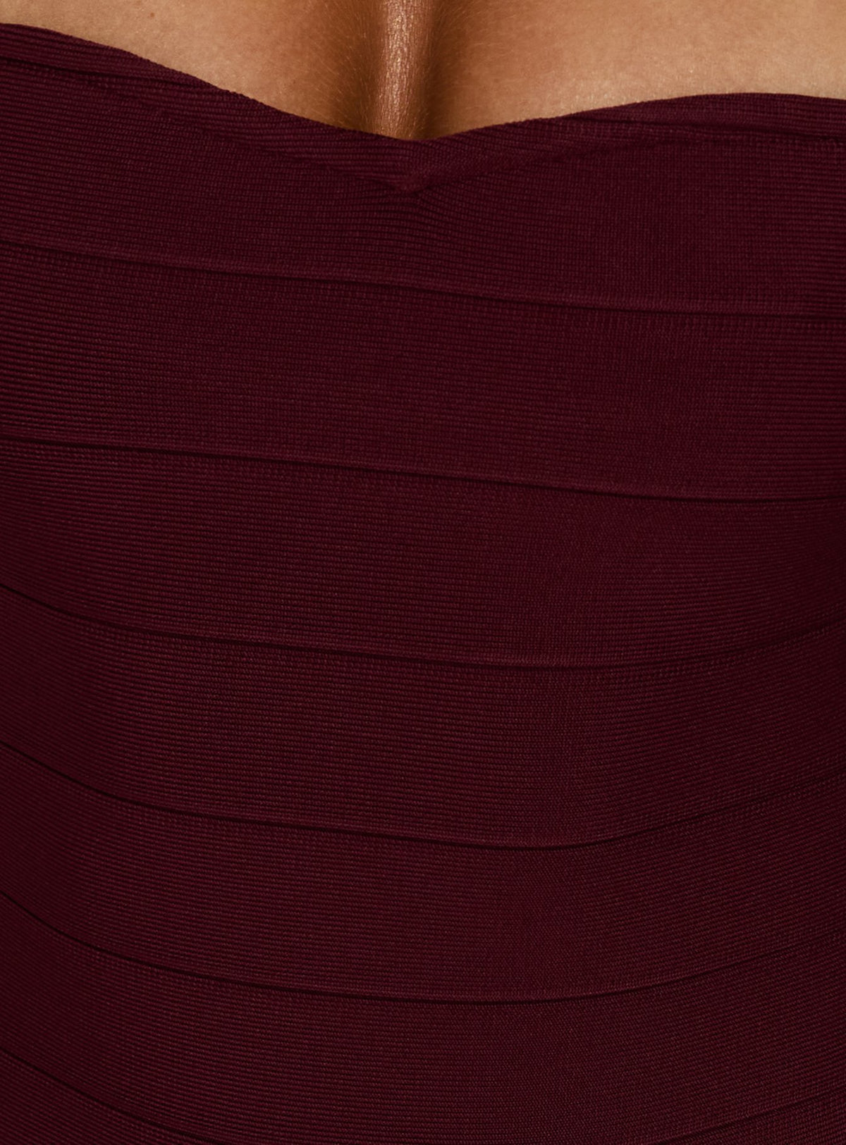 Explore the Cintta Strapless Bandage Bodysuit Burgundy in sleeveless womens-bodysuit detail Princess Polly