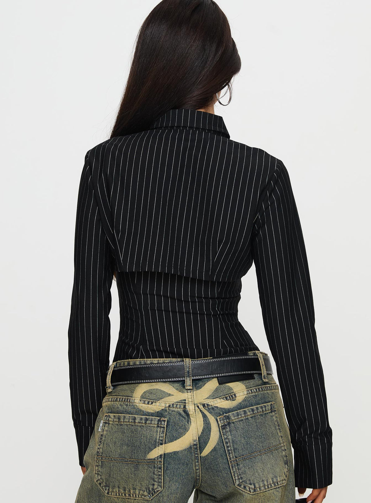 back view of model wearing Princess Polly Amor Mio Two Piece Top Multi Full Sleeves 