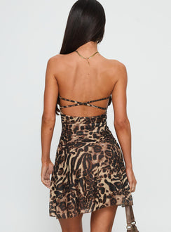 Confessions Strapless Mini Dress Leopard