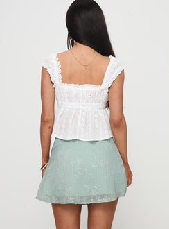 back view of model wearing Princess Polly All My Friends Mini Skirt Green Mini Skirts Skirts 