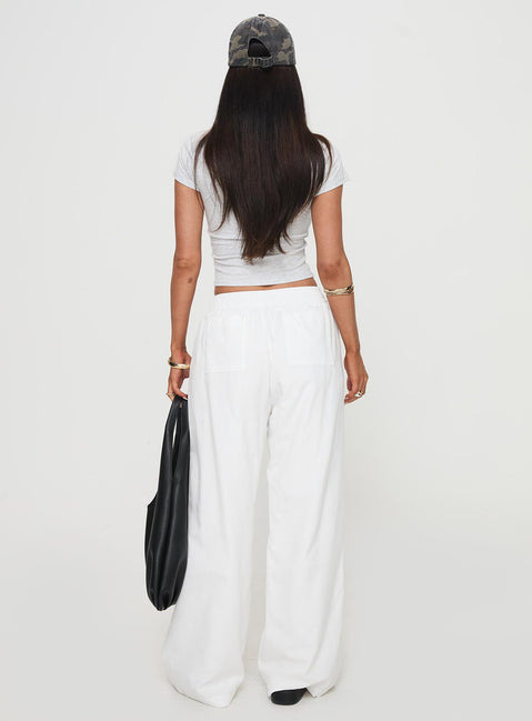 back view of model wearing Princess Polly Beach House Pants White High Rise Pants Pants 