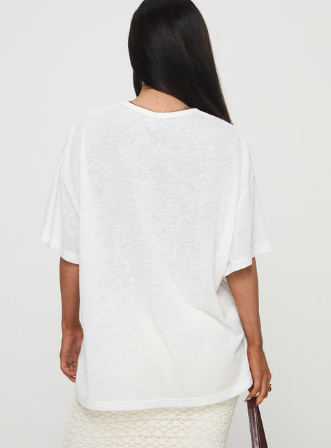 back view of model wearing Princess Polly Nozomi Tee White Half Sleeves Crew Neck 