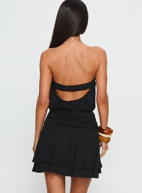 Brionne Pendant Detail Mini Dress Black