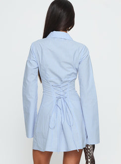 Tawni Long Sleeve Shirt Mini Dress Blue