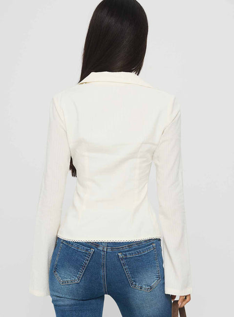 Emersonne Button Up Top White