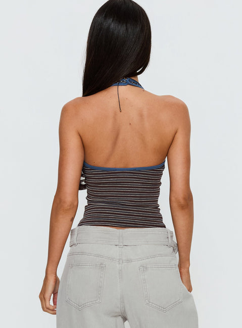 Sugar Talking Halter Top Multi Stripe
