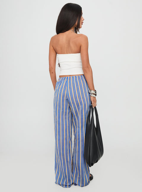 Limestone Pants Blue Multi High Rise Pants Pants 