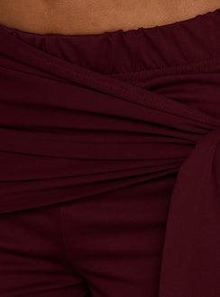 Elevate your wardrobe with the Hadlia Tie Waist Pants Burgundy womens-regular-pants featuring high-rise detail
