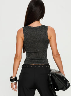 No Pretending Top Black Glitter