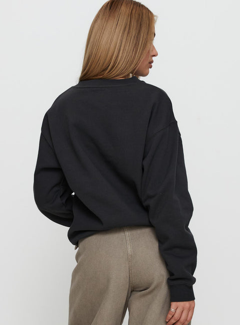 back view of model wearing Princess Polly Wild In NYC Sweater Black Jumpers 