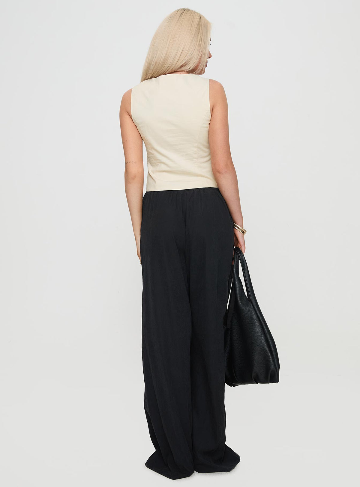 back view of model wearing Princess Polly Barbieri Pants Black High Rise Pants Pants 