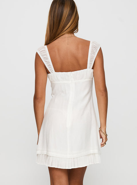 back view of model wearing Princess Polly Eternally Yours Mini Dress White Scoop Neck 