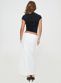 back view of model wearing Princess Polly Ring Her Up Lace Wrap Maxi Skirt White Maxi Skirts Skirts 