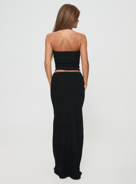 back view of model wearing Princess Polly Just Like That Maxi Skirt Black Maxi Skirts Skirts 