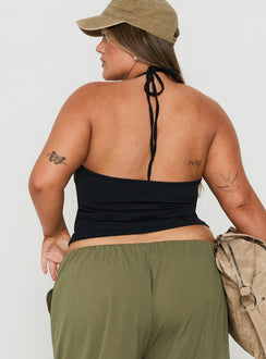 Daily Define Thin Strap Halter Tank Top Black Curve