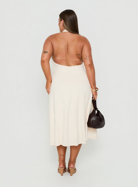 Morganne Halter Plunge Midi Dress Butter Curve