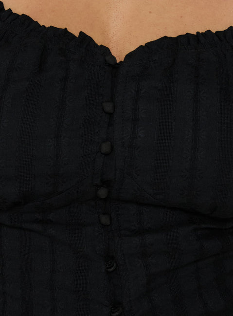 Suiter Frill Detail Top Black Curve