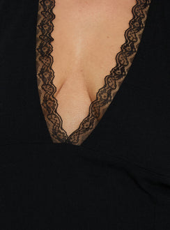 No Pressure Lace Trim Halter Top Black Curve