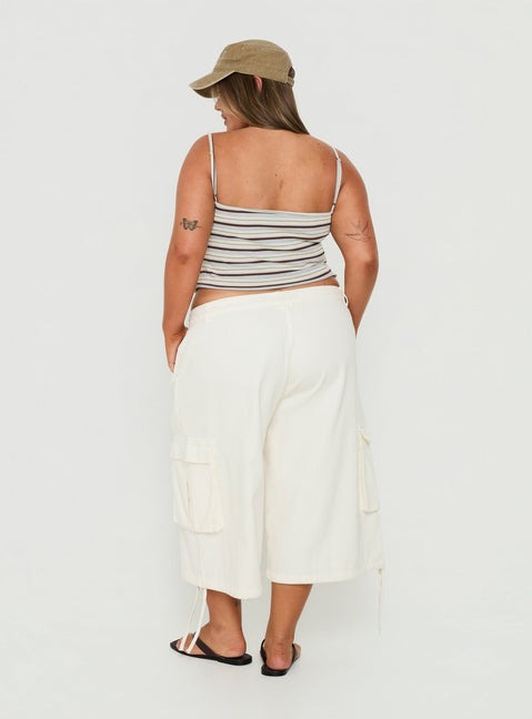 Hudsen Longline Cargo Shorts Cream Curve