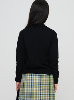 back view of model wearing Princess Polly Capeside Knit Cardigan Black Cropped Jumpers Jumpers 