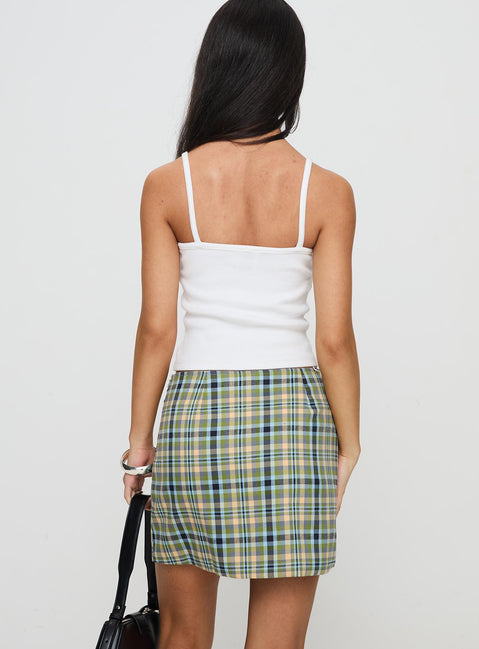 back view of model wearing Princess Polly Jacklin Mini Skirt Multi Check Mini Skirts Skirts 