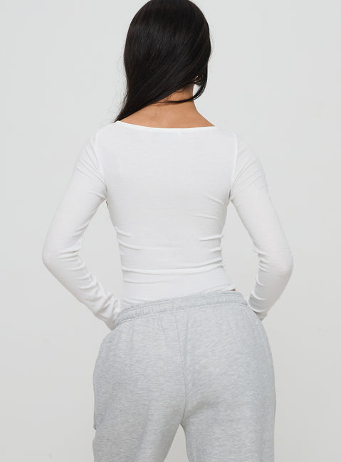 back view of model wearing Princess Polly Lunella Bodysuit White Long Sleeve Tops Bodysuit 