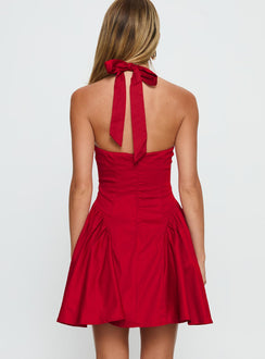 Karisse Halter Mini Dress Red