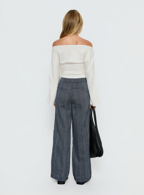 Rush Hours Tie Up Pants Navy High Rise Pants Pants 