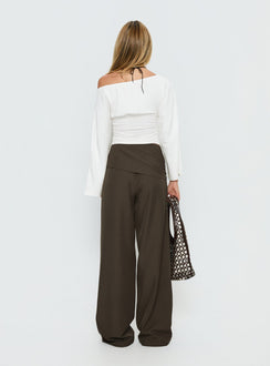 back view of model wearing Princess Polly Elisson Layered Buckle Pants Grey Mid Rise Pants Pants 