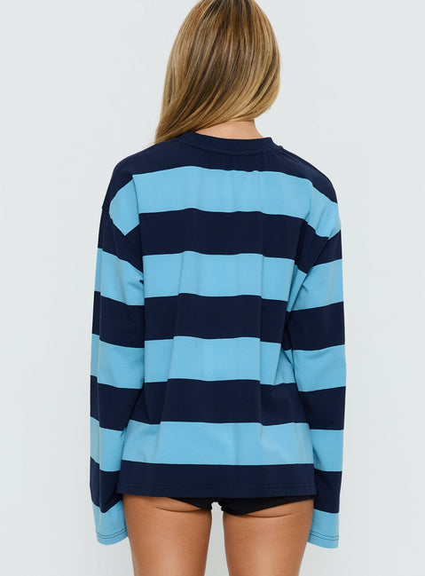 Settle Down Long Sleeve Top Blue Stripe