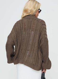 Cable knit cardigan, drop shoulder Good stretch, unlined Princess Polly Lower Impact 