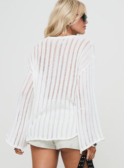 back view of model wearing Princess Polly Ambra Sweater White Jumpers 