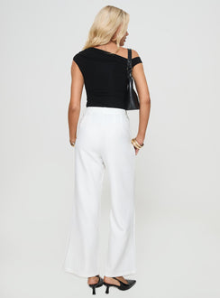 back view of model wearing Princess Polly Jazzar Pocket Detail Pleated Pant White Petite High Rise Pants Pants 