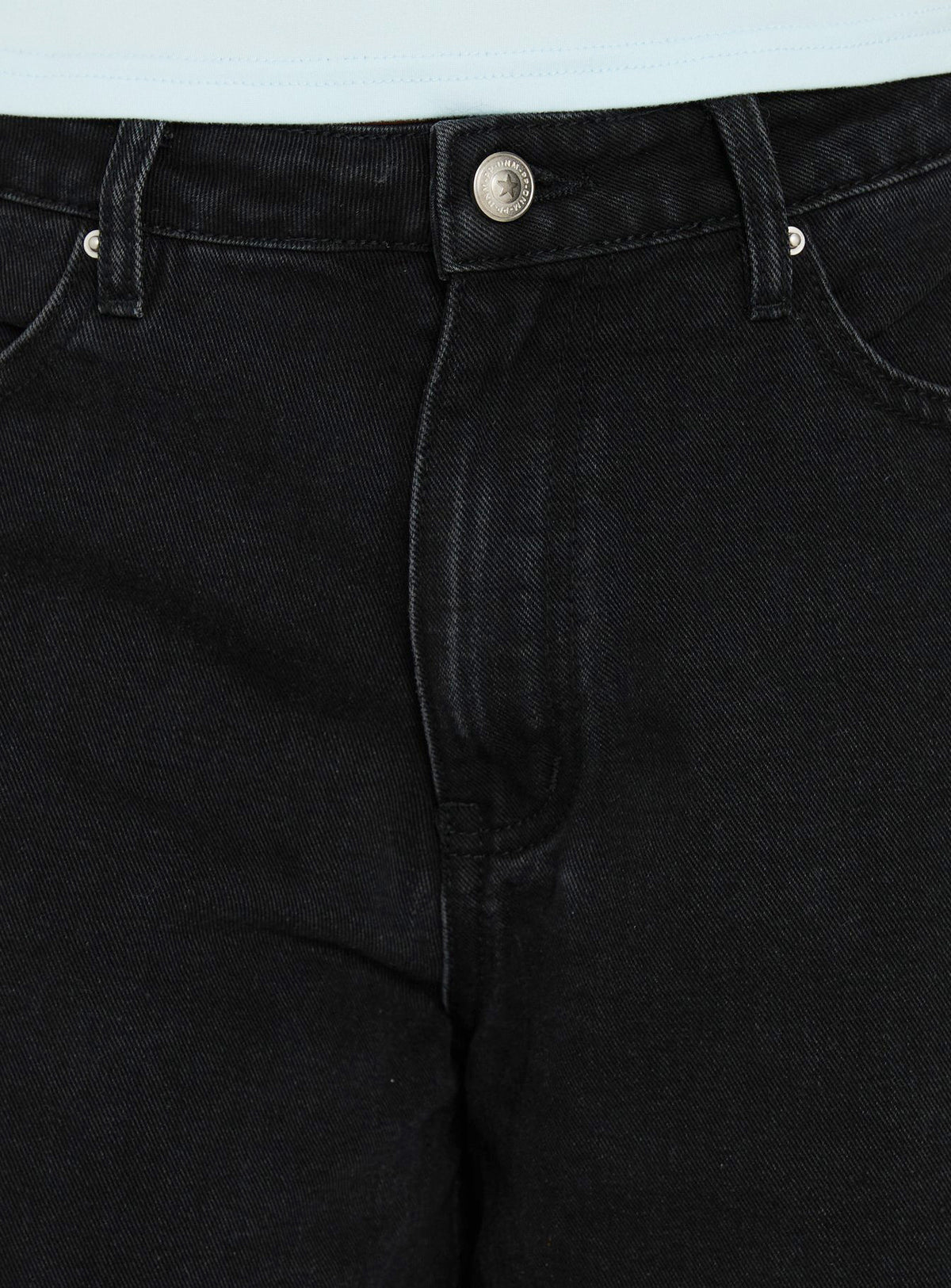 Naylor Mid Rise Wide Leg Jeans Washed Black Denim