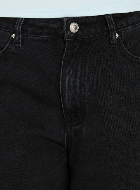 Naylor Mid Rise Wide Leg Jeans Washed Black Tall
