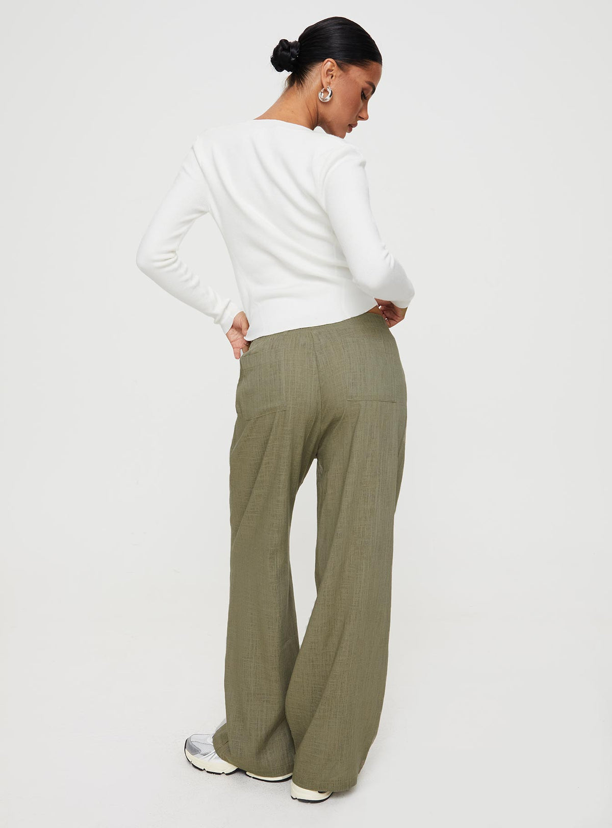 product Princess Polly Low Rise Pants  Louis Linen Blend Pants Olive