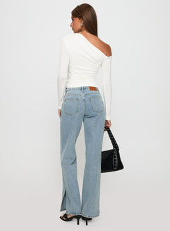White Mustang Mid Rise Straight Leg Jean Light Blue Mid Rise Jeans Jeans 