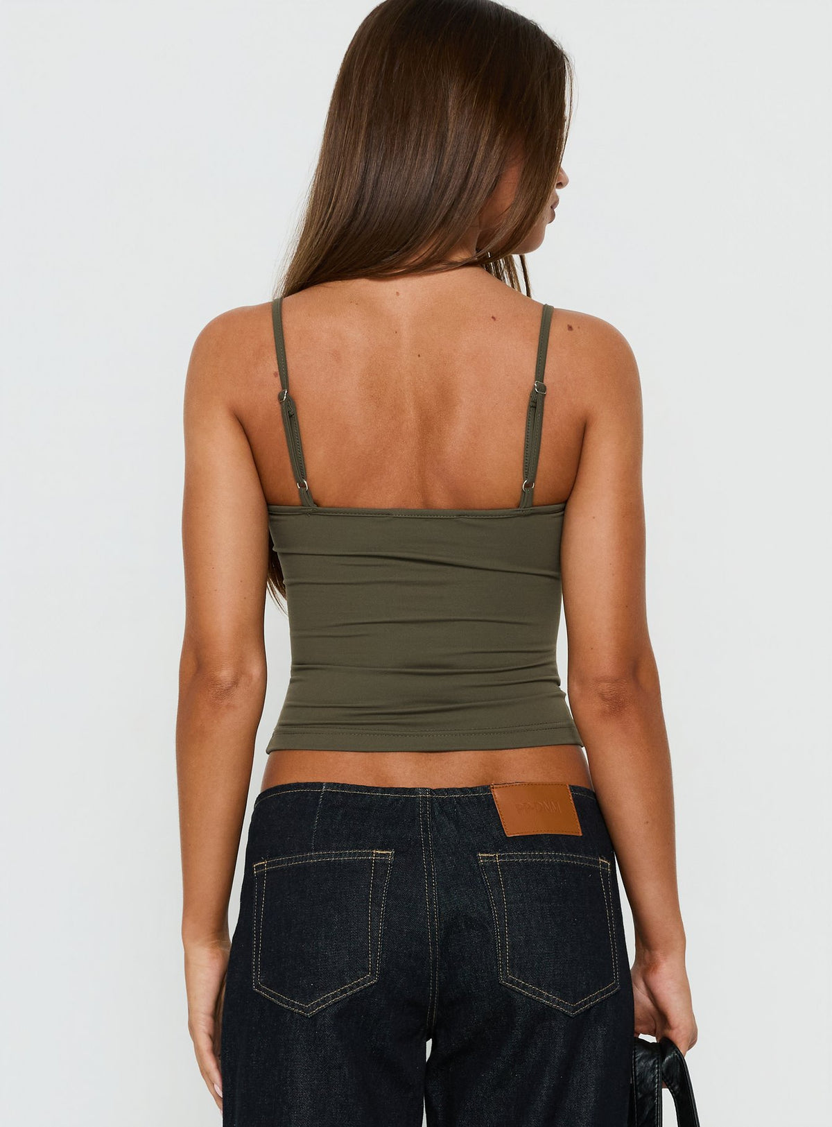 Daily Define Keyhole Cinched Tank Top Olive
