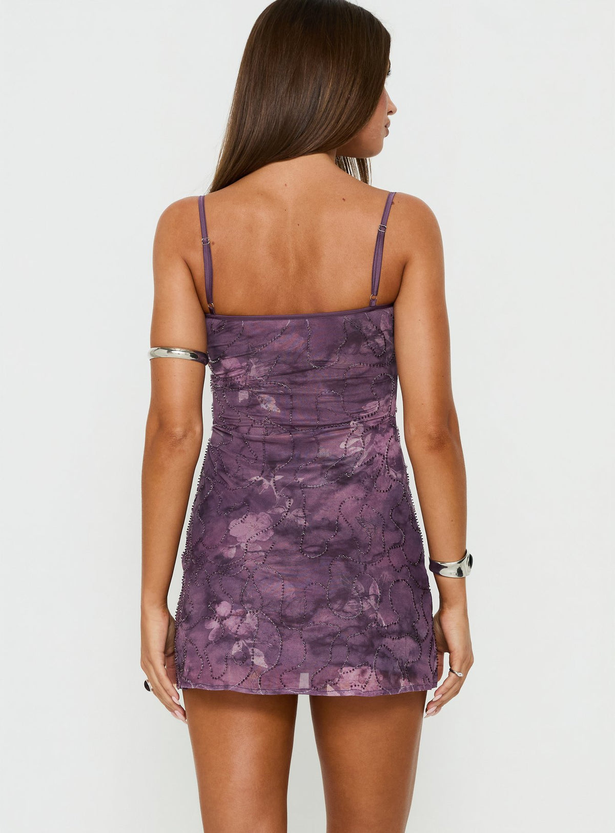 Fienna Beaded Mini Dress Purple
