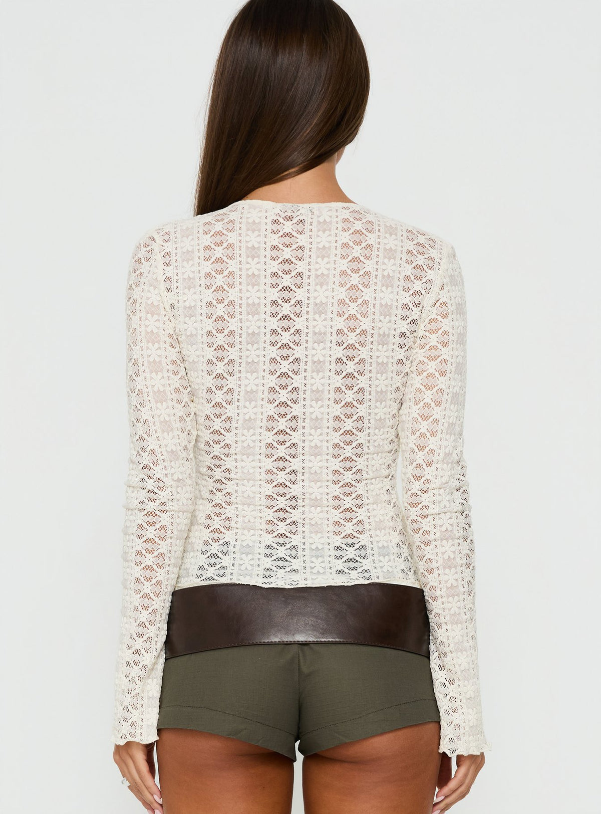 Dalenna Lace Long Sleeve Top Cream