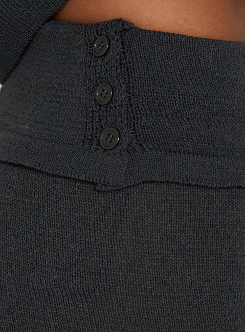 Elsari Foldover Knit Micro Shorts Charcoal