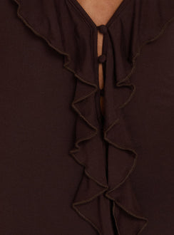 Charlique Halter Frill Maxi Dress Mahogany